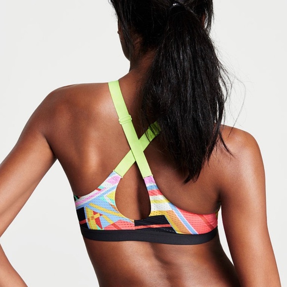 VSX Victorias Secret Mesh Vibrant Patterned Sports Bra Sz 32D - Picture 2 of 6